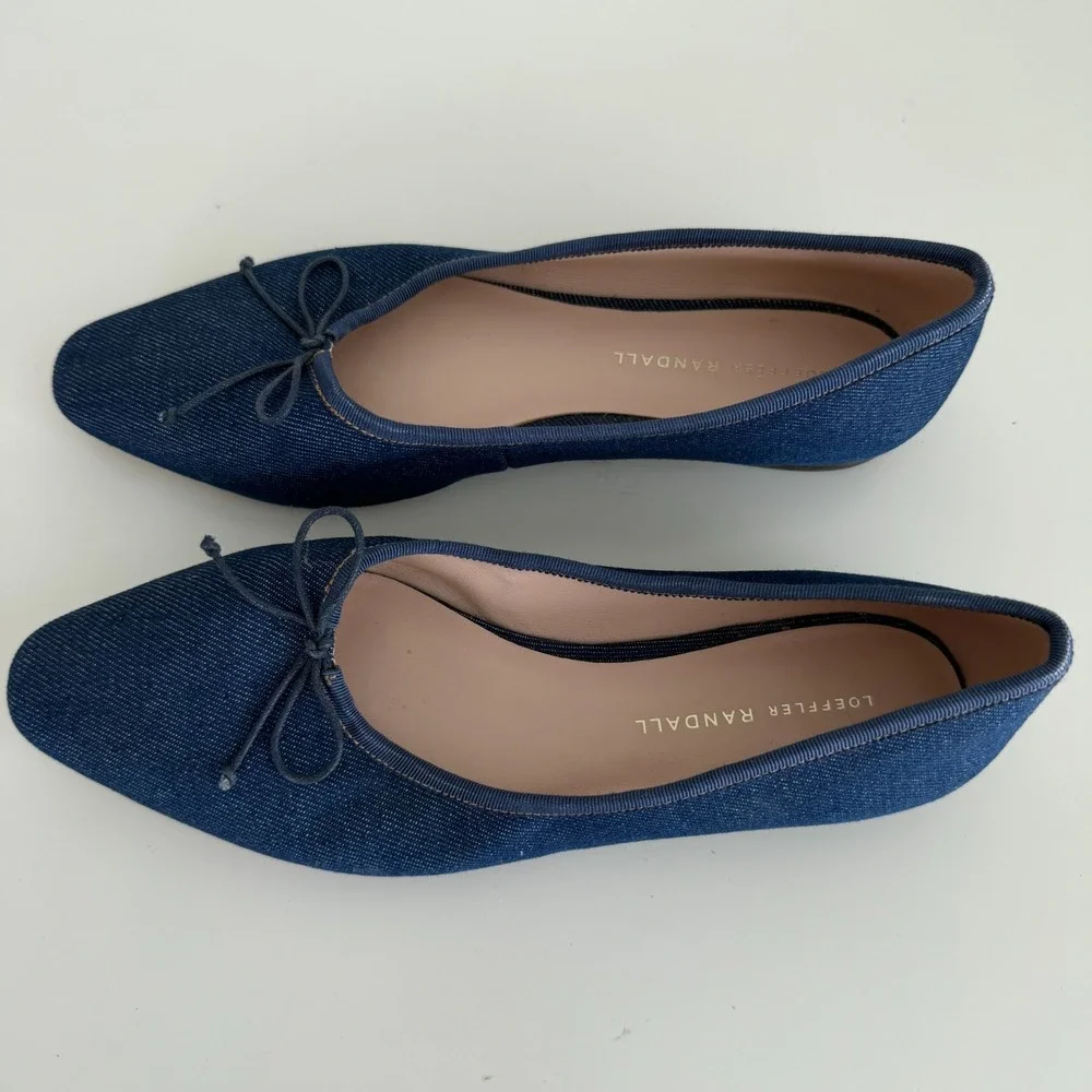 Loeffler Randall Ballet Flat Womens 7.5 B Blue Denim Georgie Minimalist Luxury